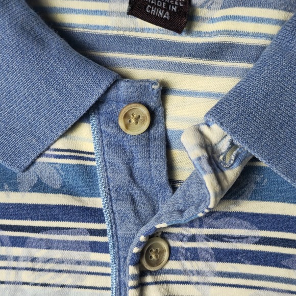Tommy Bahama Blue White Striped Golf Short Sleeve Casual Polo Men's Size XLarge - Picture 14 of 16